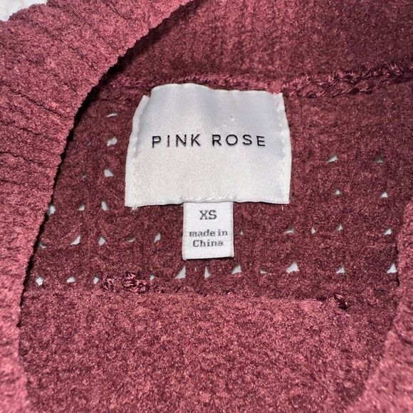 Pink Rose Turtleneck Cropped Striped Sweater - Picture 2 of 5